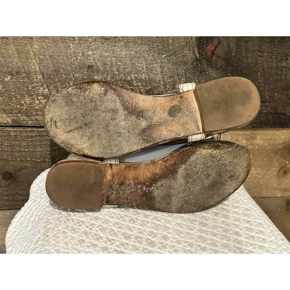 Coach Gold Metallic Braided Thong Sandals Rebecka‎ A8034 Ladies 8.5B